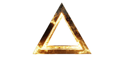 Poster - Golden fire triangle frame burning on transparent background