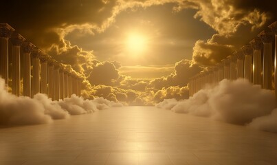 Aufkleber - A stunning image of a shimmering divine metropolis, emphasizing beauty and creativity in an urban landscape.