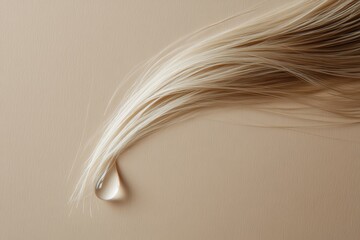 Aufkleber - Liquid drop inflicts visible damage on a single strand of hair during a beauty treatment session in a soft lighting environment. Generative AI