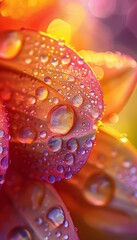 Poster - Macro shot of a glowing flower petal covered in dew, cinematic intricate natural detail