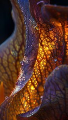 Poster - Macro shot of glowing morning dew on a delicate flower petal, cinematic intricate natural detail