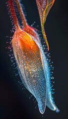 Poster - Macro shot of glowing morning dew on a delicate flower petal, cinematic intricate natural detail