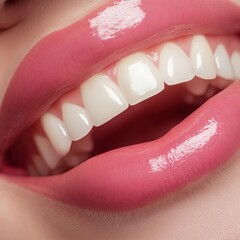 Poster - Before and after whitening close up of teeth highlighting the transformation of dental aesthetics. Generative AI
