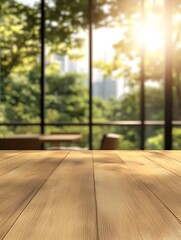 Aufkleber - A bright and polished wooden tabletop isolated on a white background, ideal for showcasing craftsmanship and design.