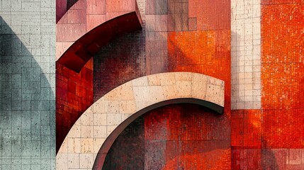 Poster - Abstract Architectural Details in Vibrant Tones and Shapes