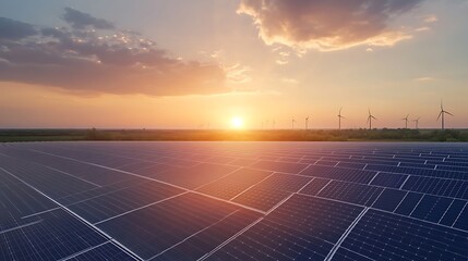 Poster - A stunning solar farm in a desert landscape showcasing renewable energy and vast natural beauty.