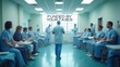 © Ernesto - A tax-funded hospital with doctors and patients. Bright lighting highlights the importance of taxes in healthcare.