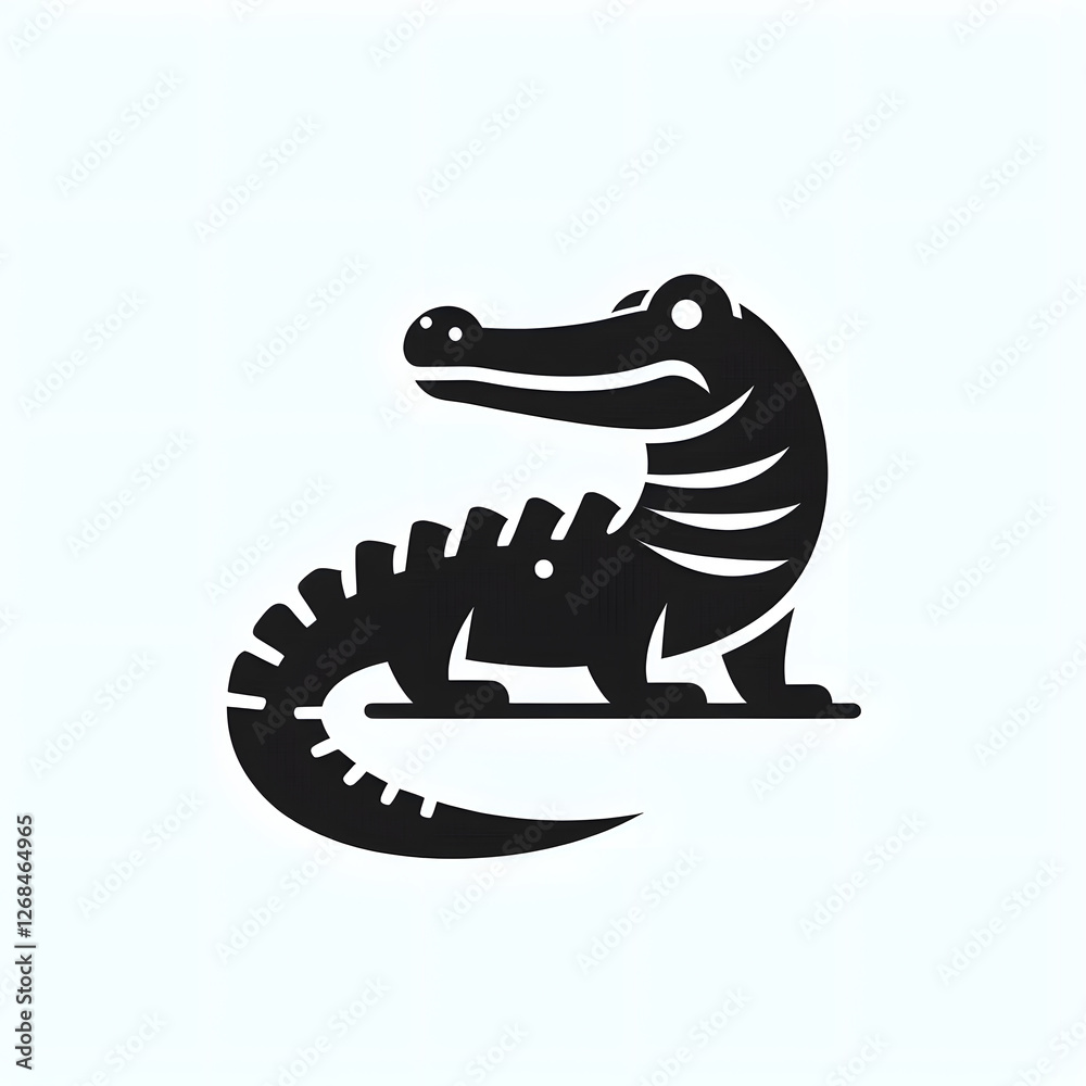 Flat and minimalist crocodile logo icon of silhouette Stock ...
