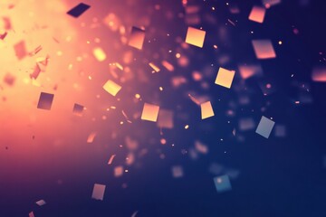 Poster - Colorful confetti falling against a dark background during a festive celebration at night. Generative AI