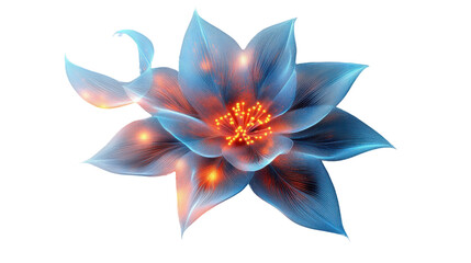 Poster - Glowing blue and orange flower with transparent background