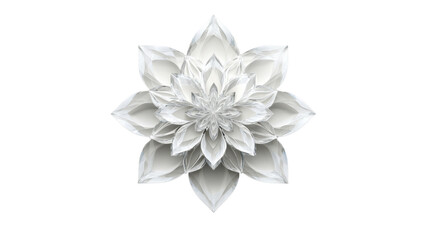 Poster - White origami lotus flower blooming on transparent background