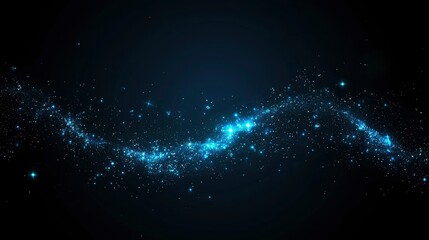 Wall Mural - celestial stardust trail abstract blue glimmering particles in dark space