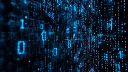 Abstract Digital Data Stream Binary Code and Circuitry Background