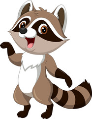 Wall Mural - Illustration of cartoon happy raccoon dancing