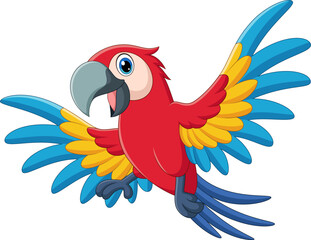 Wall Mural - illustration of cute macaw bird flying