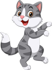 Wall Mural - cartoon a happy cat dancing