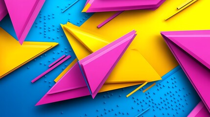 Poster - Vibrant Abstract Geometric Shapes: A Symphony of Pink, Yellow, and Blue