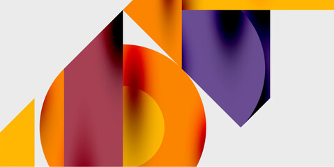 Poster - Modern abstract background featuring circles, lines, and triangles in a dynamic geometric composition. Perfect for stylish, tech, or creative-themed designs