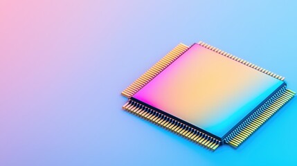 Poster - Abstract Patterns of Semiconductor Wafer Concept, Abstract Etchings on Polished Wafer with Glowing Colors in Soft Background for Technology Visuals