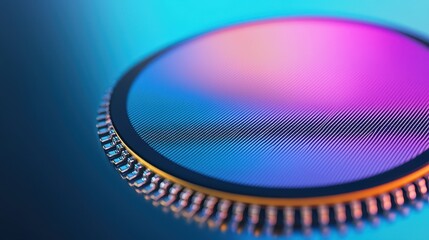 Poster - Abstract Patterns of Semiconductor Wafer Concept, Abstract Etchings on Semiconductor Wafer with Shimmering Color Gradient and Modern Design Elements