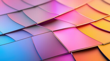 Poster - Abstract Patterns of Semiconductor Wafer Concept, Abstract Pattern Design Featuring Colorful Etched Squares and Circles on a Semicircular Background