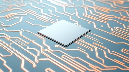 Poster - Abstract Patterns of Semiconductor Wafer Concept, Intricate Polished Semiconductor Wafer on Circuit Board with Reflective Surface in Modern Technology Setting