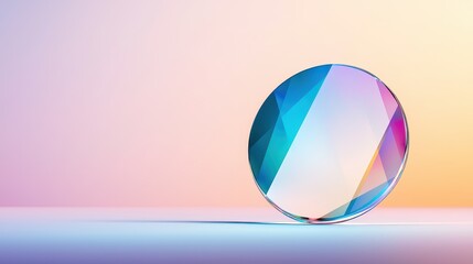 Poster - Abstract Patterns of Semiconductor Wafer Concept, Polished Wafer with Abstract Geometric Designs Glowing in Soft Pastel Background