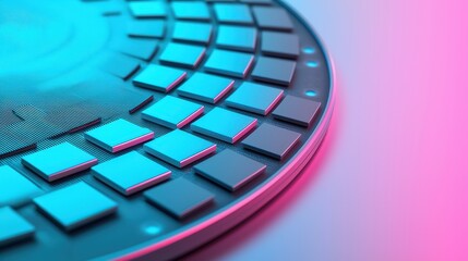 Poster - Abstract Patterns of Semiconductor Wafer Concept, Detailed Abstract Patterns on a Semiconductor Wafer Displaying Modern Design in Vibrant Colors