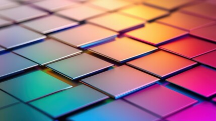 Poster - Abstract Patterns of Semiconductor Wafer Concept, Abstract Reflection of Geometric Patterned Wafer in Vibrant Colors for Semiconductor Technology Background