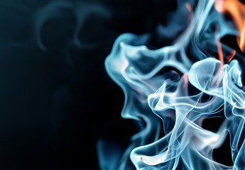 Poster - Ethereal Blue Smoke Waves Dancing on Dark Background Creating Abstract Art and Captivating Visuals for Creative Projects