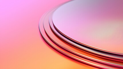 Poster - Abstract Patterns of Semiconductor Wafer Concept, Circular Patterns on Reflective Wafer Surface with Gradient Colors and Smooth Lines