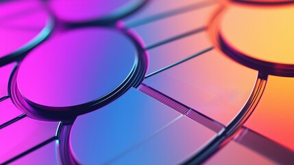 Poster - Abstract Patterns of Semiconductor Wafer Concept, Close-Up Abstract Etchings on Silicon Wafer with Glowing and Colorful Patterns in Purple and Orange Hues