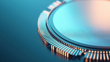 Poster - Abstract Patterns of Semiconductor Wafer Concept, Close-Up of Wafers with Reflective Surface and Geometric Patterns in Soft Lighting