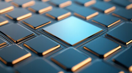 Poster - Abstract Patterns of Semiconductor Wafer Concept, Close-up of Reflective Wafers with Geometric Patterns on a Surface for Abstract Design and Technology Themes