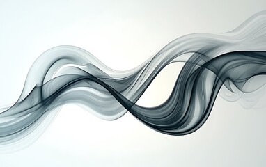 Poster - Abstract grey waves flowing on white background, digital art, website banner
