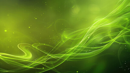 Sticker - Abstract green background with flowing lines and soft light effects, creating serene and vibrant atmosphere. Ideal for design projects and digital art