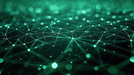 Poster - mesmerizing abstract background featuring interconnected lines and glowing dots in shades of green, 
