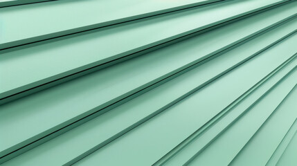 Poster - Smooth green metal panels create modern, sleek design with layered texture. geometric lines evoke sense of depth and contemporary style, perfect for architectural backgrounds