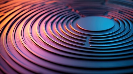 Poster - Abstract Patterns of Semiconductor Wafer Concept, Intricate Circular Patterns on a Semiconductor Wafer Showcasing Advanced Technology and Design Elements