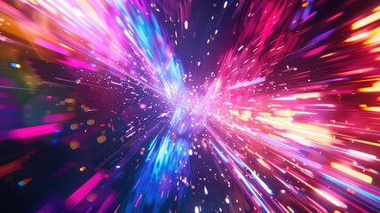 Poster - Experience an explosion of vibrant colors and dynamic movement in this abstract design, perfect for tech themes, digital projects, or creative backgrounds.