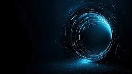 Wall Mural - futuristic blue energy vortex tunnel, abstract sci-fi background