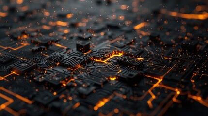 Poster - Explore this captivating 3D render showcasing intricate algorithms against a dark background, featuring glowing circuits and dynamic patterns that evoke technology and innovation.