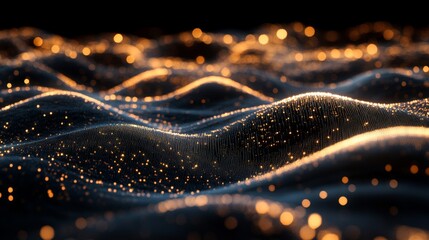 Aufkleber - A D financial line graph with smooth, curving lines connecting glowing points, showing a steady upward trend against a dark digital landscape
