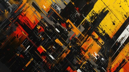 Poster - Explore a captivating abstract painting featuring a vibrant interplay of colors, shapes, and textures. This dynamic artwork brings a modern touch to any space.