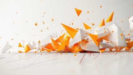 Poster - Dynamic abstract illustration featuring sharp geometric shapes in orange and white, evoking energy and creativity. Perfect for modern design projects.