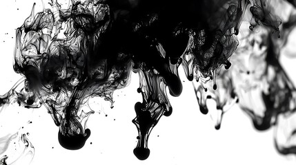 Poster - Black ink swirling in water, abstract art background, studio shot
