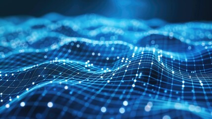Poster - Explore an abstract background featuring a grid pattern that represents future concepts in technology and data visualization. The vibrant blue tone enhances the modern aesthetic, ideal for various