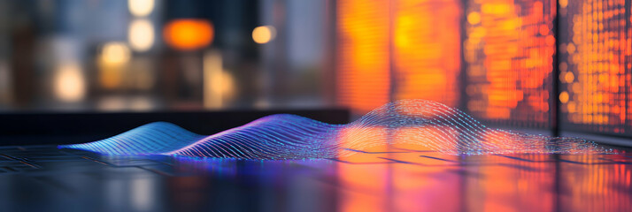 Poster - Digital background featuring orange and blue data visualization