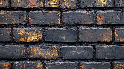 Aufkleber - Blackened brick wall texture, urban backdrop, grunge design