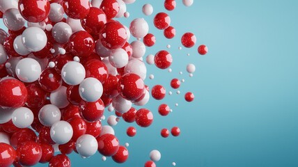 Poster - Dynamic molecule formation of red and white spheres laboratory setting 3d visualization scientific concept